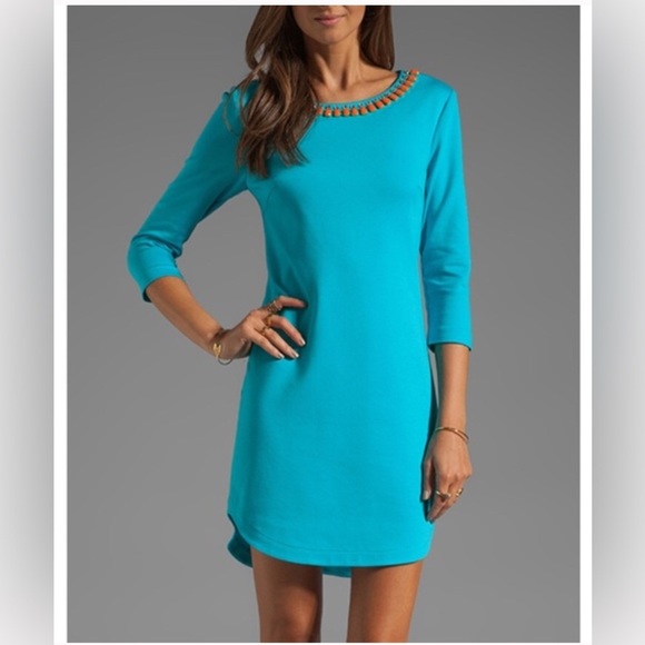 NWT! Trina Turk Tropical Ponte Sculpture Dress with Beaded Neckline Size 6 - Picture 1 of 13